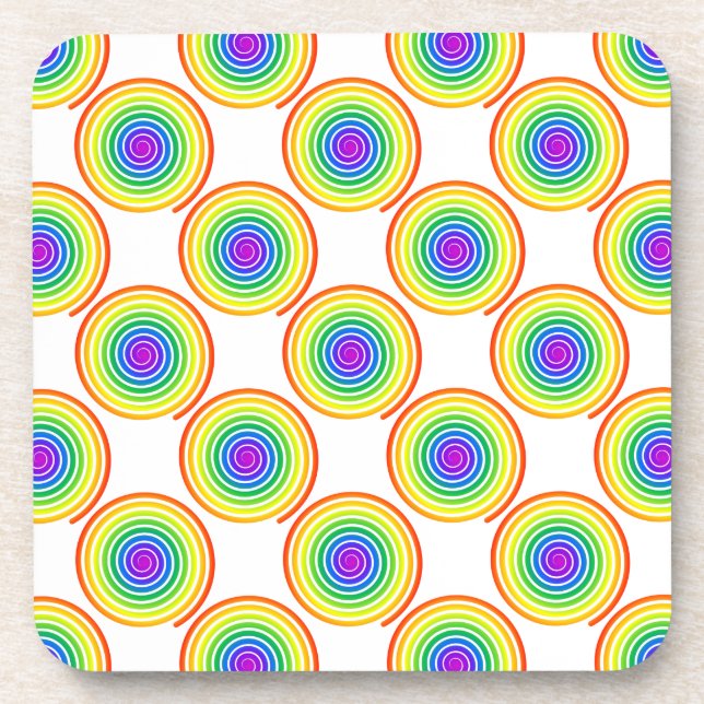 Rainbow Spiral Pattern Coaster (Front)