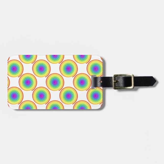 Rainbow Spiral Pattern Luggage Tag (Front Horizontal)