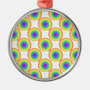 Rainbow Spiral Pattern Metal Ornament