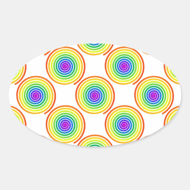 Rainbow Spiral Pattern Oval Sticker (Front)