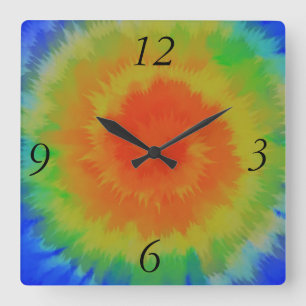 Rainbow Spiral Square Wall Clock