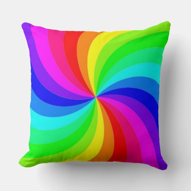 RAINBOW SPIRAL THROW PILLOW (Front)