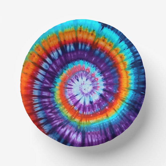 Rainbow Spiral Tie Dye Paper Bowls Paper Plate (Front)
