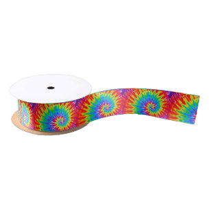 Rainbow Spiral Tie Dye Satin Ribbon