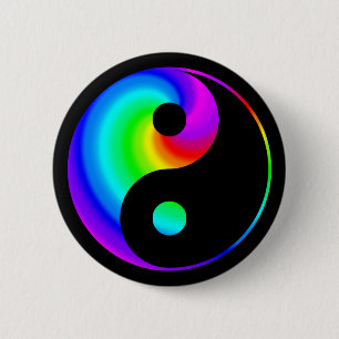 Rainbow Spiral Yin Yang Symbol Button