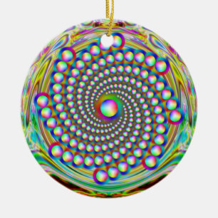 Rainbow Spiralism Ceramic Ornament