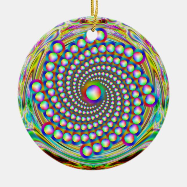 Rainbow Spiralism Ceramic Ornament (Front)