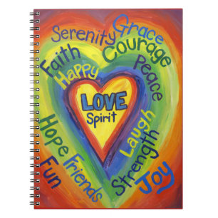 Rainbow Spirit Heart Love Art Journal Notebook