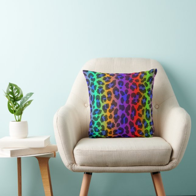 Rainbow Splash 16x16 Throw Pillow (Chair)