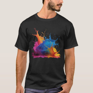 Rainbow Splash Abstract Color Burst T-Shirt