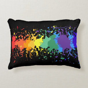 RAINBOW SPLASH ARTISTIC GRAFFITI PAINT DRIP ACCENT PILLOW