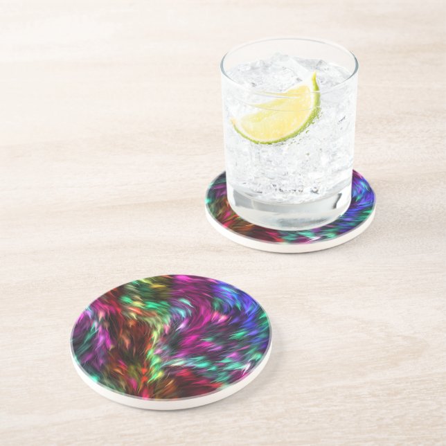 Rainbow Splash Glass Coaster (Side)