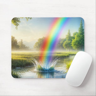 Rainbow Splash In a Stream Mouse Pad