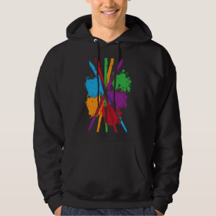Rainbow Splash Multicolored Painter Brushes Art Gi Hoodie
