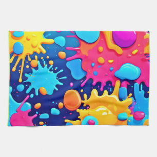 Rainbow Splash Paint Art Kitchen Towel