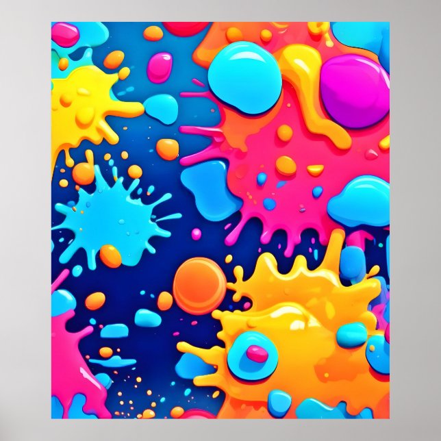 Rainbow Splash Paint Art Poster (Front)