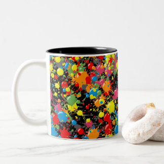 Rainbow Splash Paint Droplets PD Two-Tone Coffee Mug