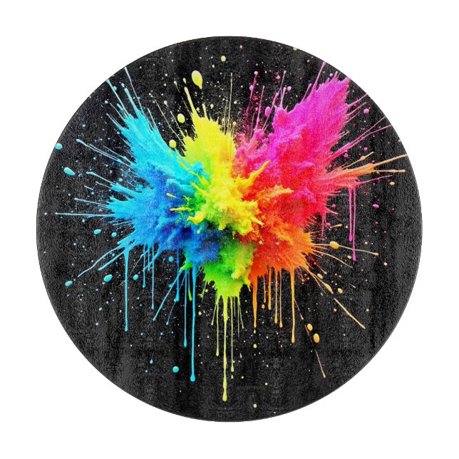 Rainbow Splash Powder Art Cutting Board (Front)