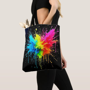 Rainbow Splash Powder Art Tote Bag