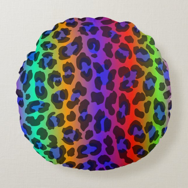Rainbow Splash Round Pillow (Front)