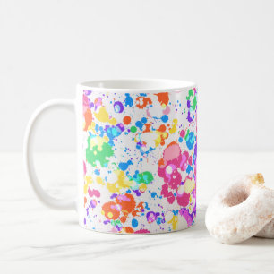 Rainbow Splatter Art Colourful Splashes Coffee Mug