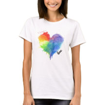 Rainbow Splatter Heart Logo d'amour t-shirt