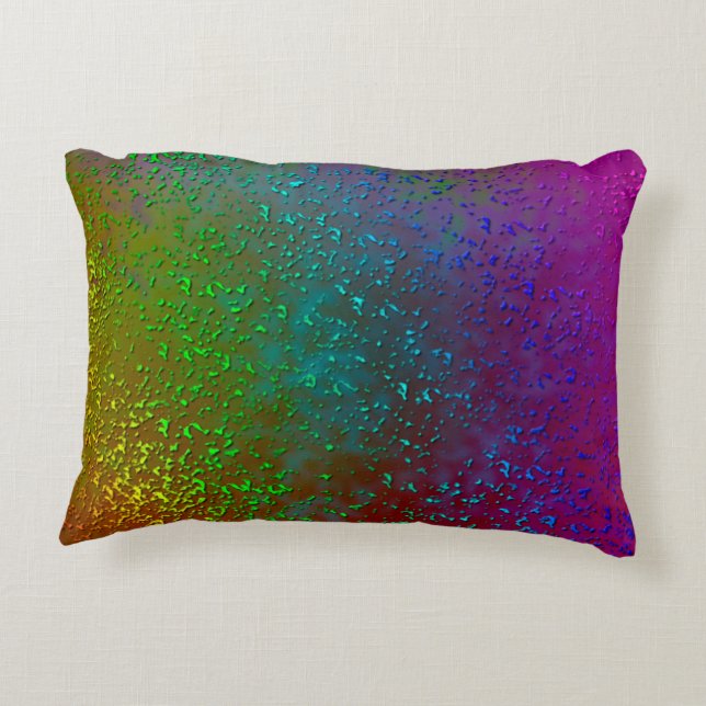 Rainbow Splatter Mixed Media Art Design Decorative Pillow (Back)