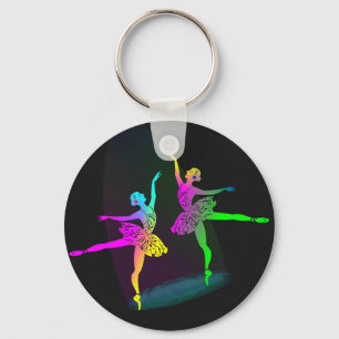Rainbow Spotlighted  Ballet Dancers Keychain