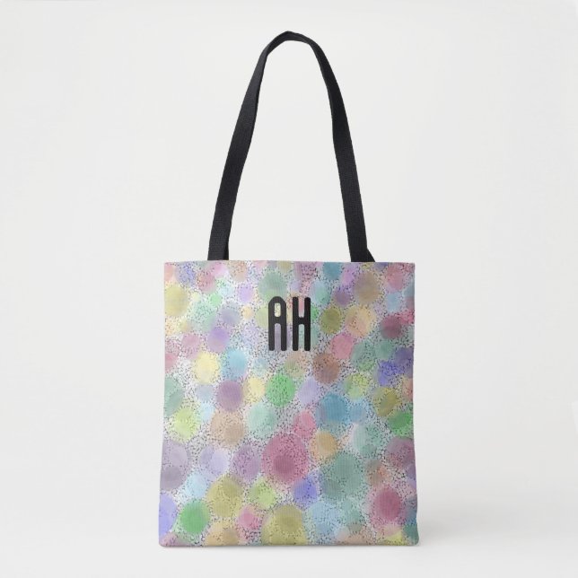 Rainbow Spots Monogram Tote Bag (Front)