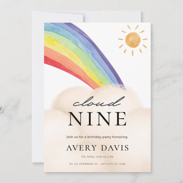 Rainbow Spring Kids Birthday Party Invitation (Front)