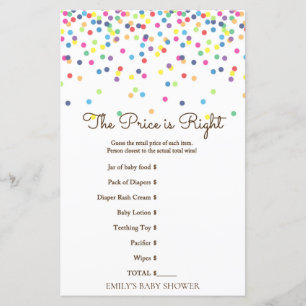 Rainbow Sprinkle Baby Shower Game PRINTED
