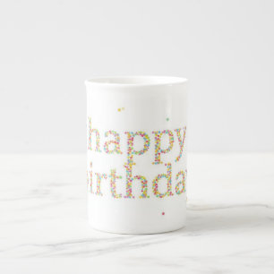 Rainbow Sprinkle Birthday Napkins Colourful Minima Bone China Mug