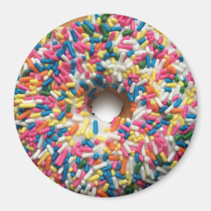 Rainbow Sprinkle Doughnut 3-inch round magnet