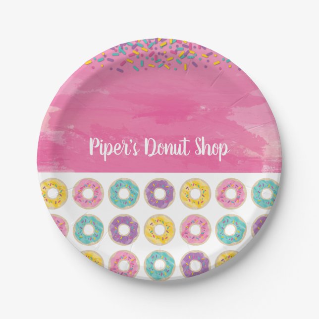 Rainbow Sprinkle Doughnut Shop Party Plate (Front)
