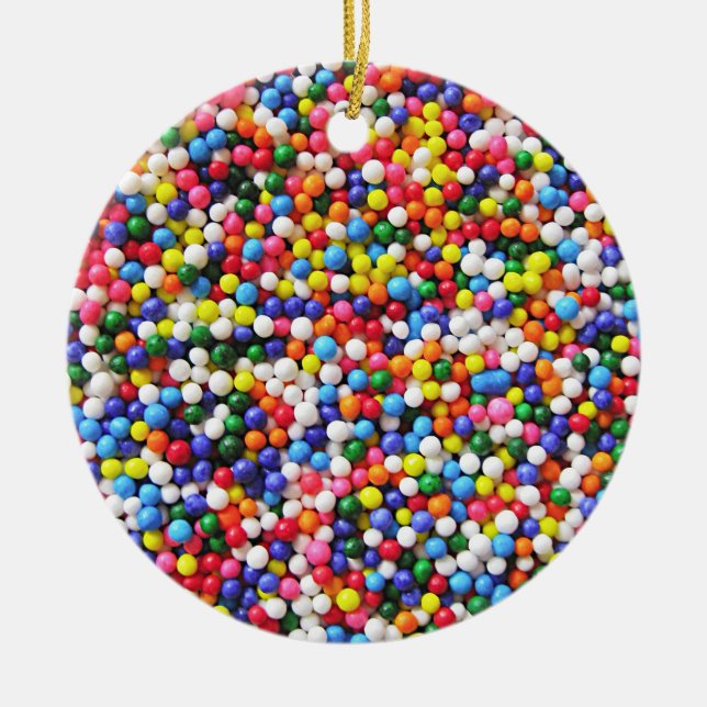 Rainbow sprinkles ceramic ornament (Front)