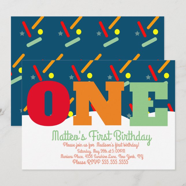 Rainbow Sprinkles Colourful Birthday Party Invitation (Front/Back)