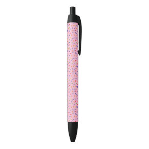 Rainbow Sprinkles Colourful Confetti Light Pink Black Ink Pen