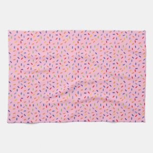 Rainbow Sprinkles Colourful Confetti Light Pink Kitchen Towel