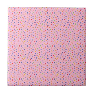 Rainbow Sprinkles Colourful Confetti Light Pink Tile