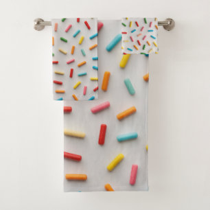Rainbow Sprinkles Colourful Pattern Bath Towel Set