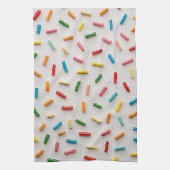 Rainbow Sprinkles Colourful Pattern Kitchen Towel (Vertical)