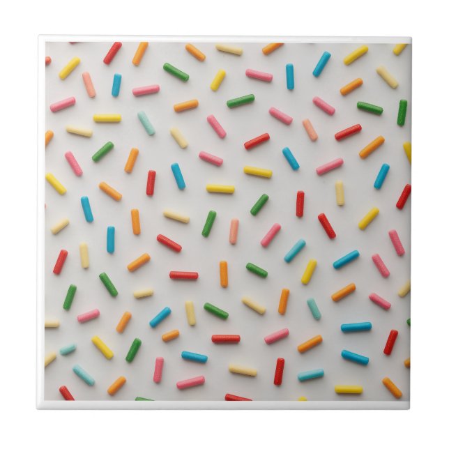 Rainbow Sprinkles Colourful Pattern Tile (Front)