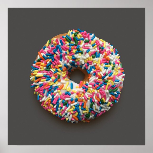 Rainbow Sprinkles Doughnut poster (on grey) (Front)
