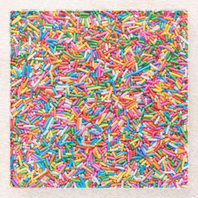 Rainbow Sprinkles Glass Coaster (Front)