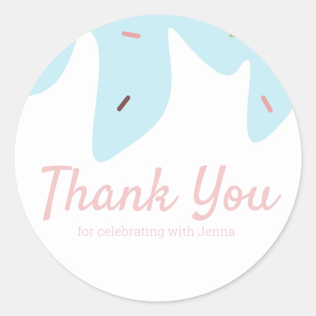 Rainbow Sprinkles Ice Cream Cake Frosting Pink Classic Round Sticker (Front)