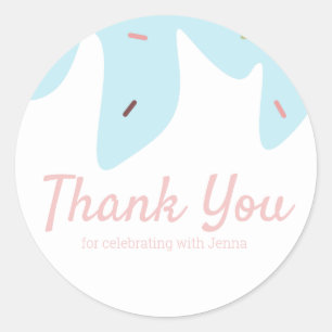 Rainbow Sprinkles Ice Cream Cake Frosting Pink Classic Round Sticker