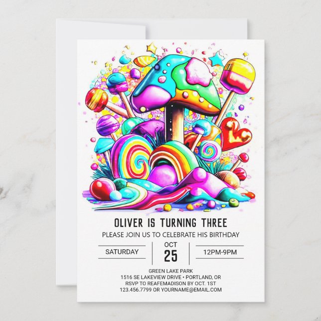 Rainbow Sprinkles Kids Birthday Invitation (Front)