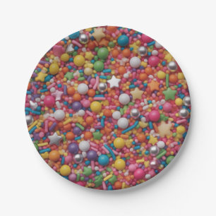 Rainbow sprinkles paper plate