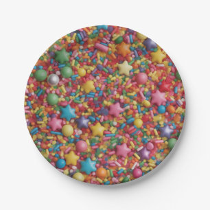 Rainbow sprinkles paper plate