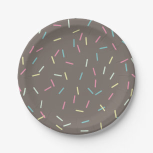 Rainbow Sprinkles Pattern Birthday Paper Plate